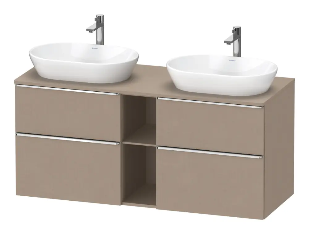 Abverkauf Duravit D-Neo Konsolenwaschtischunterschrank für 2 Becken mit 4 Auszügen und 2 Fächern Griff Chrom Hochglanz 1400 x 644 x 550 mm - Leinen Matt
