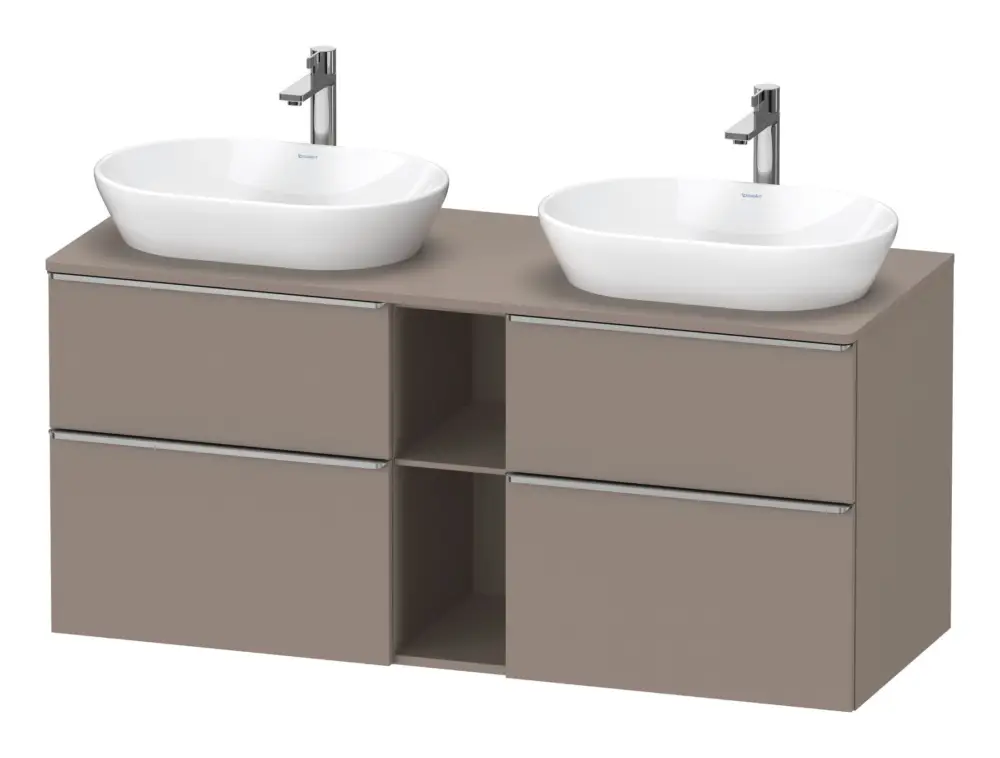 Duravit D-Neo Konsolenwaschtischunterschrank für 2 Becken mit 4 Auszügen und 2 Fächern Griff Edelstahl Gebürstet 1400 x 644 x 550 mm - Basalt Matt Nur Für Kurze Zeit