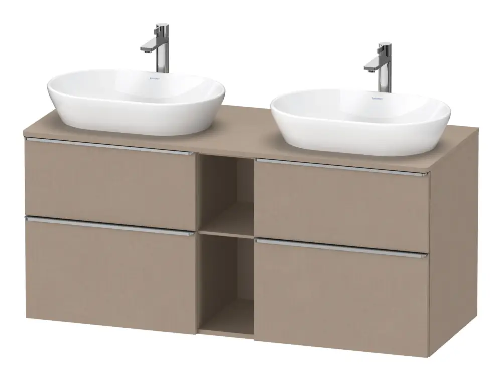 Mega-Angebot Duravit D-Neo Konsolenwaschtischunterschrank für 2 Becken mit 4 Auszügen und 2 Fächern Griff Edelstahl Gebürstet 1400 x 644 x 550 mm - Leinen Matt