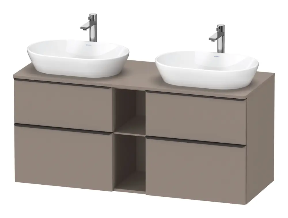 Duravit D-Neo Konsolenwaschtischunterschrank für 2 Becken mit 4 Auszügen und 2 Fächern Griff Diamantschwarz Matt 1400 x 644 x 550 mm - Basalt Matt Bestpreis