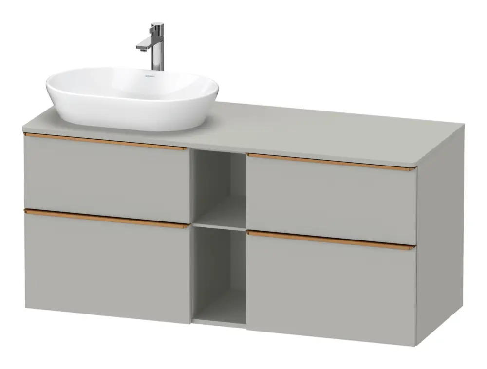 Versand Am Gleichen Tag Duravit D-Neo Konsolenwaschtischunterschrank für Becken links mit 4 Auszügen und 2 Fächern Griff Bronze Gebürstet 1400 x 644 x 550 mm - Betongrau Matt