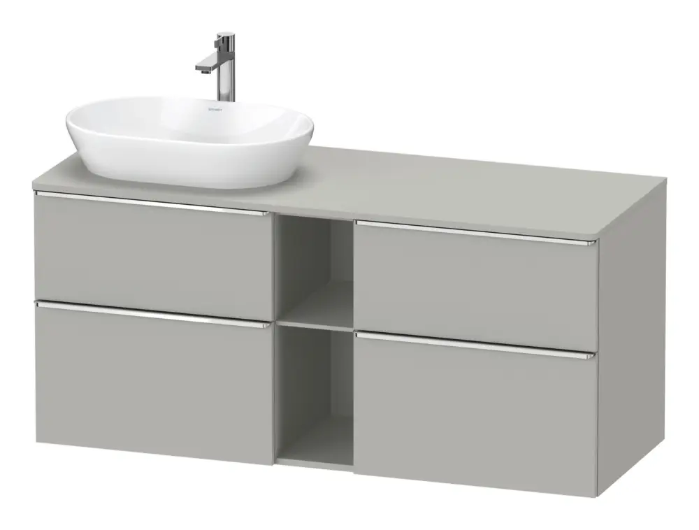 Duravit D-Neo Konsolenwaschtischunterschrank für Becken links mit 4 Auszügen und 2 Fächern Griff Chrom Hochglanz 1400 x 644 x 550 mm - Betongrau Matt Preis Gesenkt