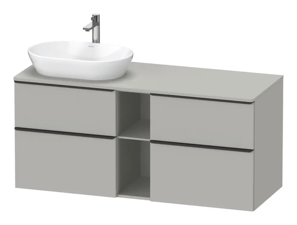 Super-Preis Duravit D-Neo Konsolenwaschtischunterschrank für Becken links mit 4 Auszügen und 2 Fächern Griff Diamantschwarz Matt 1400 x 644 x 550 mm - Betongrau Matt