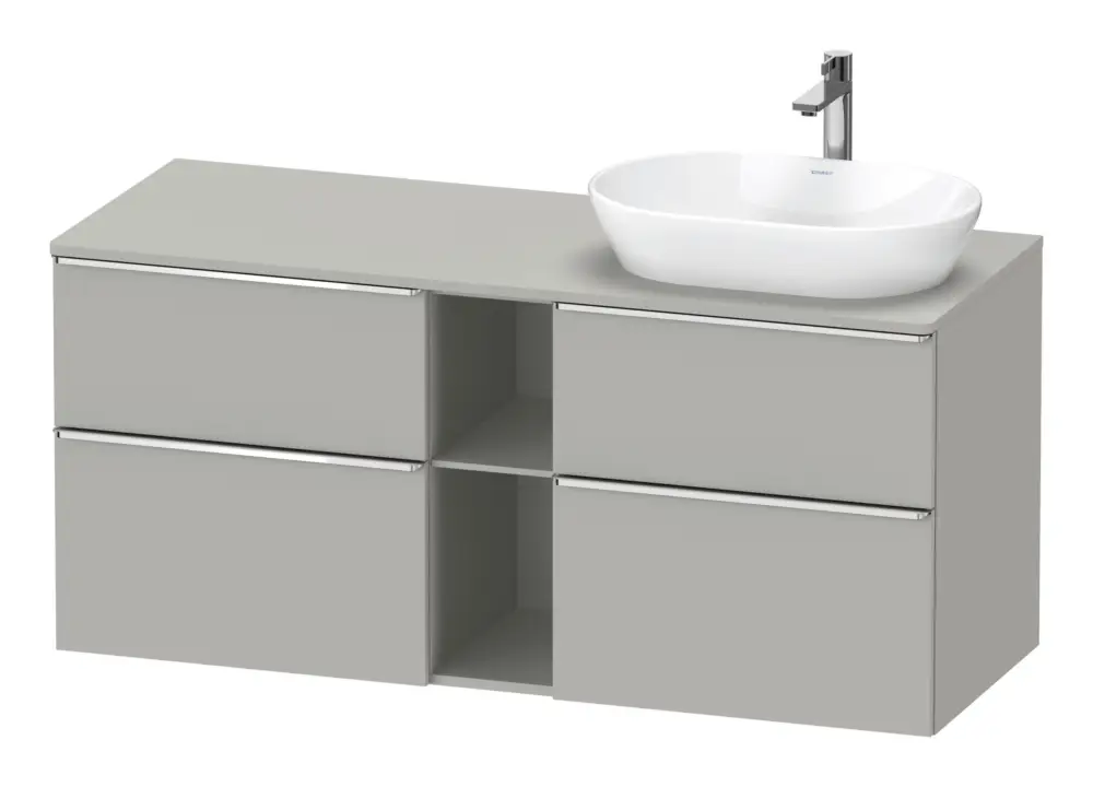 Sonderangebot Duravit D-Neo Konsolenwaschtischunterschrank für Becken rechts mit 4 Auszügen und 2 Fächern Griff Chrom Hochglanz 1400 x 644 x 550 mm - Betongrau Matt