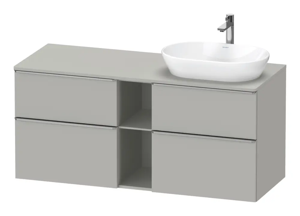 Billig Duravit D-Neo Konsolenwaschtischunterschrank für Becken rechts mit 4 Auszügen und 2 Fächern Griff Edelstahl Gebürstet 1400 x 644 x 550 mm - Betongrau Matt