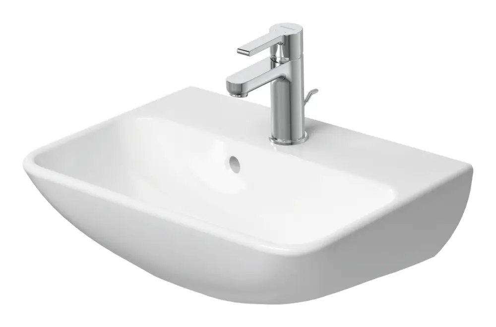 Duravit ME by Starck Handwaschbecken mit 1 Hahnloch mit Überlauf 450 x 320 mm - Weiß Seidenmatt mit DuraShield Markenprodukt