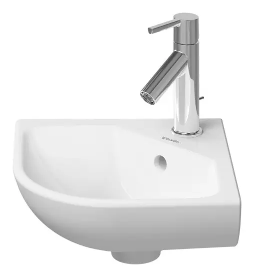 Duravit ME by Starck Handwaschbecken mit 1 Hahnloch mit Überlauf 435 x 380 mm - Weiß Seidenmatt mit DuraShield Solange Der Vorrat Reicht