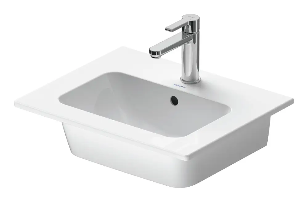 Geprüft Duravit ME by Starck Möbelwaschtisch ohne Hahnloch mit Überlauf 530 x 430 mm - Weiß Hochglanz mit DuraShield