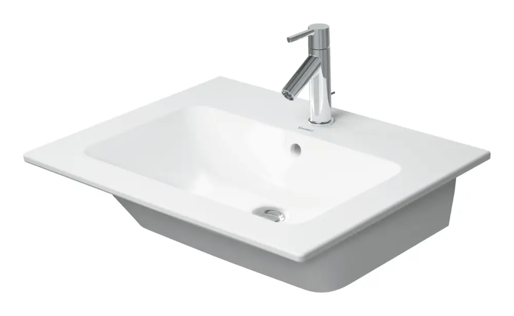 Expressversand Duravit ME by Starck Möbelwaschtisch mit 1 Hahnloch mit Überlauf 630 x 490 mm - Weiß Hochglanz mit DuraShield