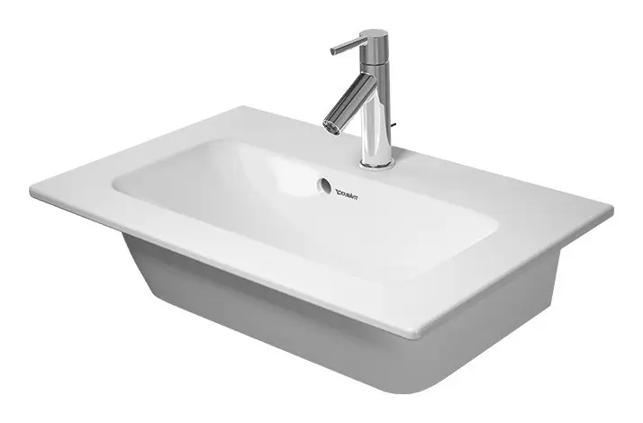 Billig Duravit ME by Starck Möbelwaschtisch ohne Hahnloch mit Überlauf 630 x 400 mm - Weiß Hochglanz mit DuraShield