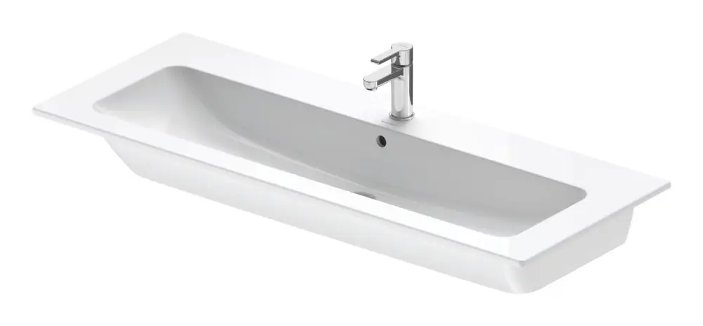 Duravit ME by Starck Möbelwaschtisch mit 2 Hahnlöchern mit Überlauf 1230 x 490 mm - Weiß Seidenmatt mit DuraShield Top-Seller