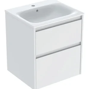 Markenware Geberit Renova Plan Komplett-Set mit 2 Schubladen 550 x 621 x 480 mm - Weiß lackiert seidenmatt