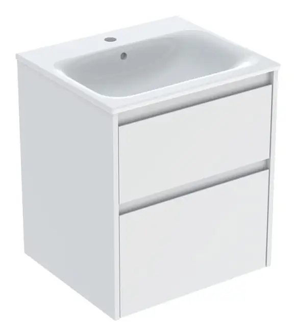 Markenware Geberit Renova Plan Komplett-Set mit 2 Schubladen 550 x 621 x 480 mm - Weiß lackiert seidenmatt