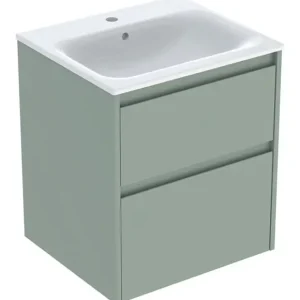 Geprüft Geberit Renova Plan Komplett-Set mit 2 Schubladen 550 x 621 x 480 mm - Salbeigrün lackiert seidenmatt