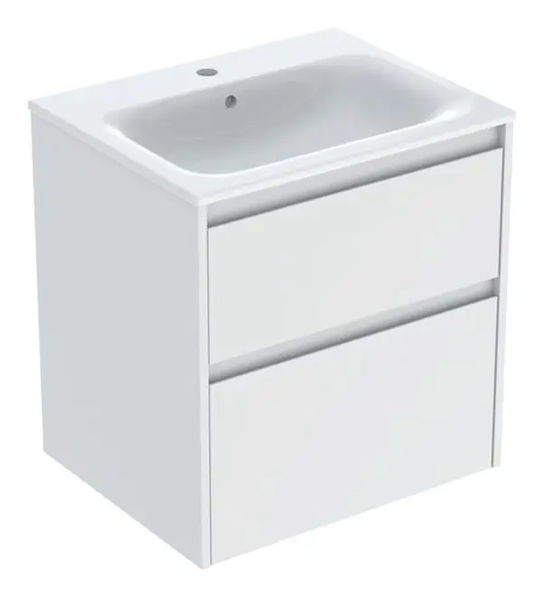 Sichere Zahlung Geberit Renova Plan Komplett-Set mit 2 Schubladen 600 x 621 x 480 mm - Weiß lackiert seidenmatt mit KeraTect