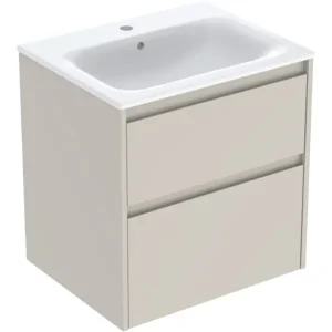 Kracherpreis Geberit Renova Plan Komplett-Set mit 2 Schubladen 600 x 621 x 480 mm - Sandgrau lackiert seidenmatt