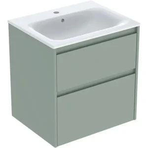 Preiswert Geberit Renova Plan Komplett-Set mit 2 Schubladen 600 x 621 x 480 mm - Salbeigrün lackiert seidenmatt mit KeraTect