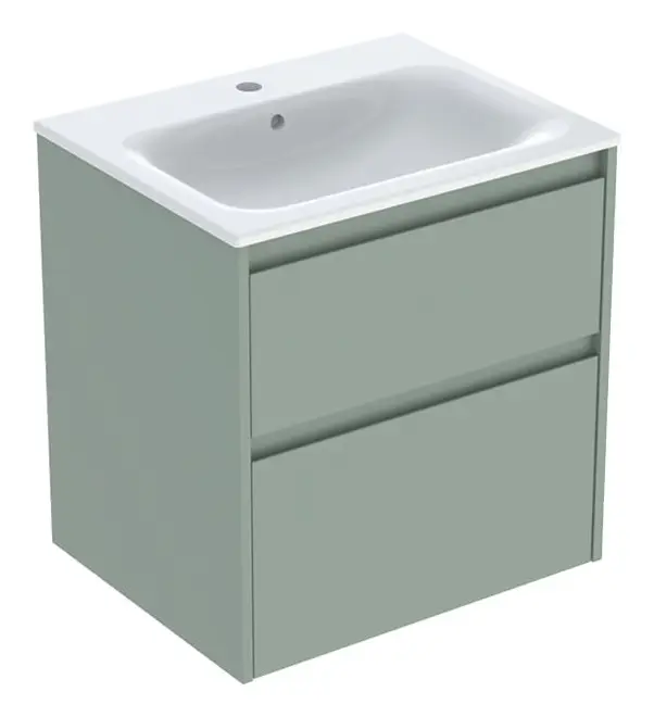 Preiswert Geberit Renova Plan Komplett-Set mit 2 Schubladen 600 x 621 x 480 mm - Salbeigrün lackiert seidenmatt mit KeraTect