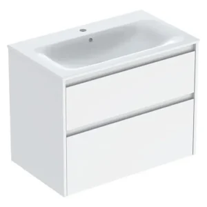 Geberit Renova Plan Komplett-Set mit 2 Schubladen 800 x 621 x 480 mm - Weiß lackiert seidenglanz Garantierte Lieferung
