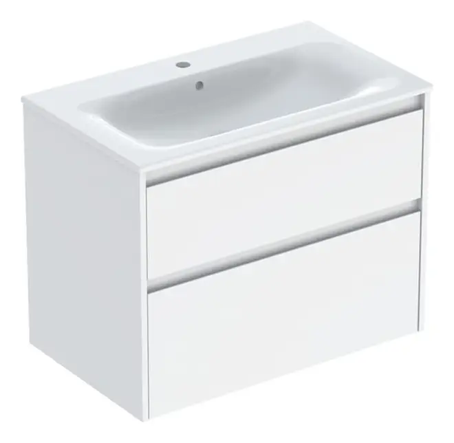Geberit Renova Plan Komplett-Set mit 2 Schubladen 800 x 621 x 480 mm - Weiß lackiert seidenglanz Garantierte Lieferung