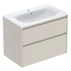 Geberit Renova Plan Komplett-Set mit 2 Schubladen 800 x 621 x 480 mm - Sandgrau lackiert seidenmatt mit KeraTect Super-Preis