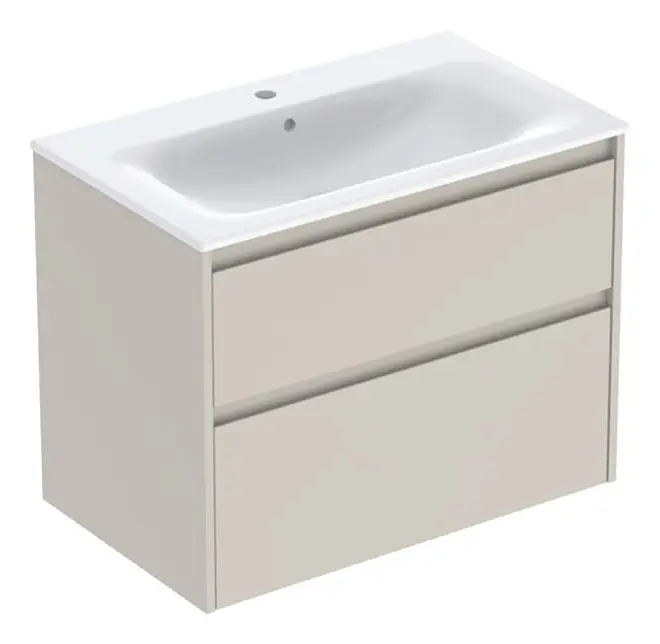 Geberit Renova Plan Komplett-Set mit 2 Schubladen 800 x 621 x 480 mm - Sandgrau lackiert seidenmatt mit KeraTect Super-Preis