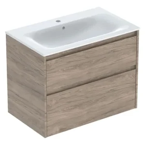 Preiswert Geberit Renova Plan Komplett-Set mit 2 Schubladen 800 x 621 x 480 mm - Nussbaum hickory mit KeraTect