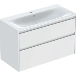 Geberit Renova Plan Komplett-Set mit 2 Schubladen 1000 x 621 x 480 mm - Weiß lackiert seidenmatt Aktuell