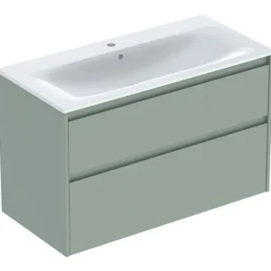 Letzte Chance Geberit Renova Plan Komplett-Set mit 2 Schubladen 1000 x 621 x 480 mm - Salbeigrün lackiert seidenmatt