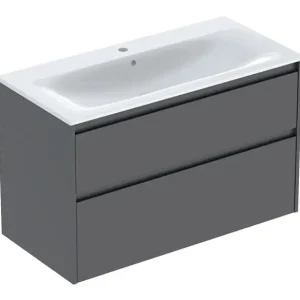 Meistverkauft Geberit Renova Plan Komplett-Set mit 2 Schubladen 1000 x 621 x 480 mm - Lava lackiert seidenmatt mit KeraTect