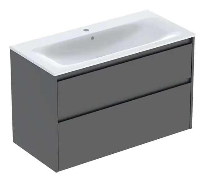 Meistverkauft Geberit Renova Plan Komplett-Set mit 2 Schubladen 1000 x 621 x 480 mm - Lava lackiert seidenmatt mit KeraTect