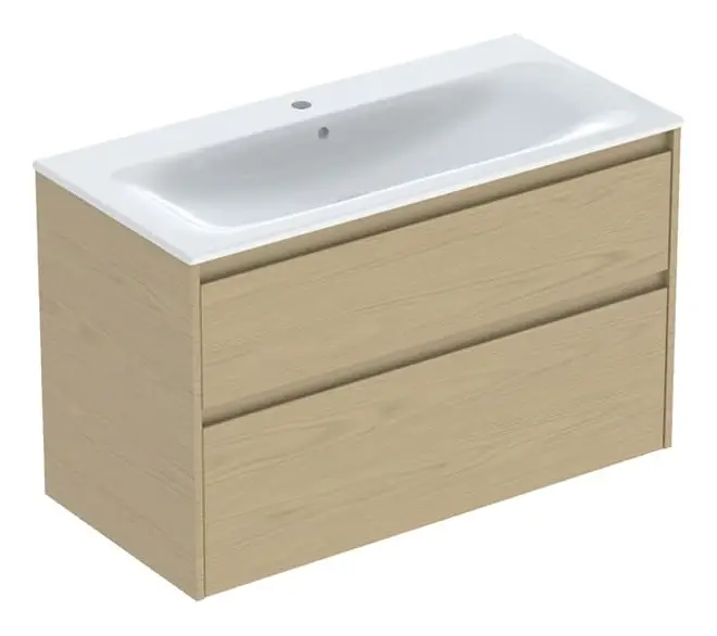 Geberit Renova Plan Komplett-Set mit 2 Schubladen 1000 x 621 x 480 mm - Eiche natur Begrenztes Angebot