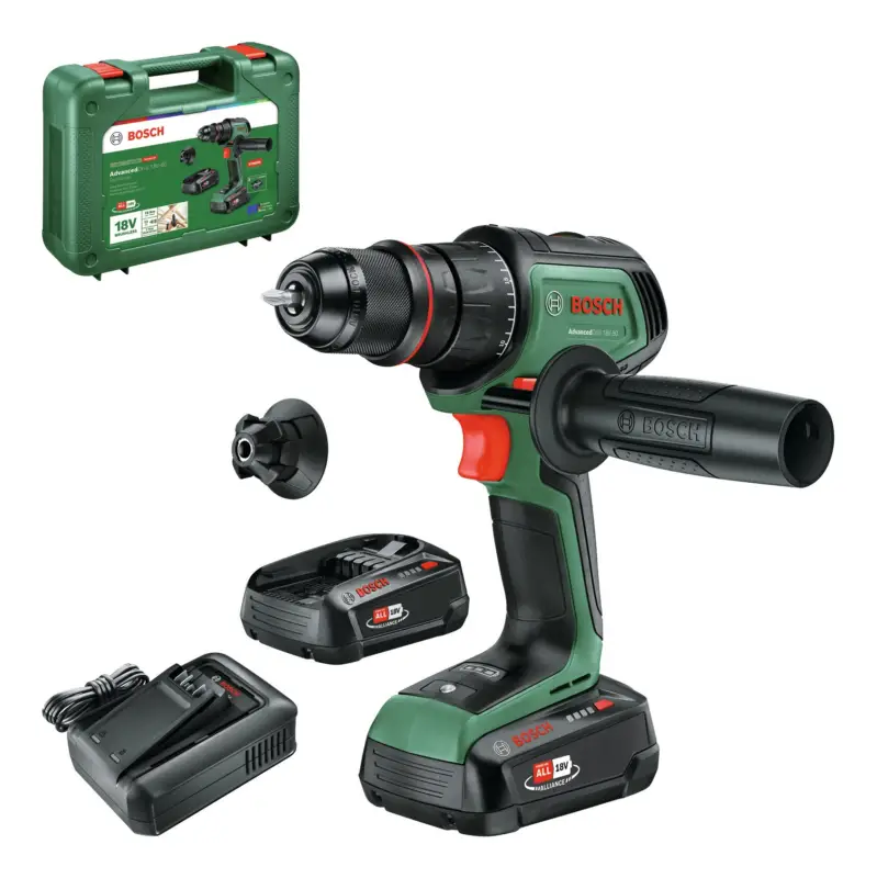 Bosch Akku-Bohrschrauber AdvancedDrill 18V-80 QuickSnap mit 2x Akku 2,5 Ah & Winkelaufsatz - im Tragekoffer Angebot