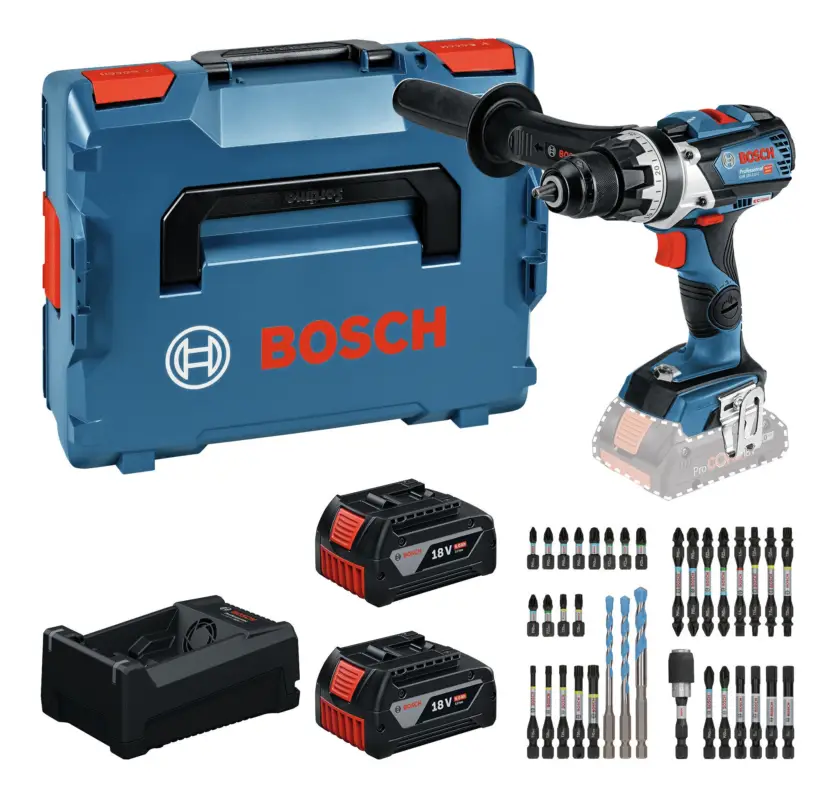Bosch Professional Akku-Bohrschrauber GSR 18V-110 C mit 2x Akku 5 Ah & Bit-Set - in L-BOXX 136 Echt