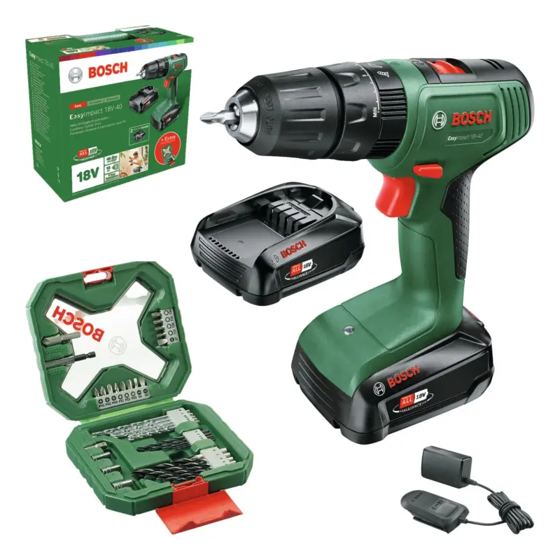 Expressversand Bosch Akku-Schlagbohrmaschine EasyImpact 18V-40 mit 2x Akku 2 Ah - im Tragekoffer