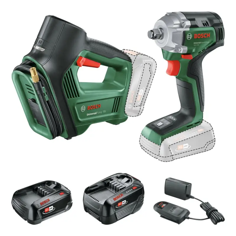 Günstig Bosch Combo Kit 18V-Set UniversalImpactDrive + UniversalPump mit 2x Akku 2 Ah/4 Ah - im Karton