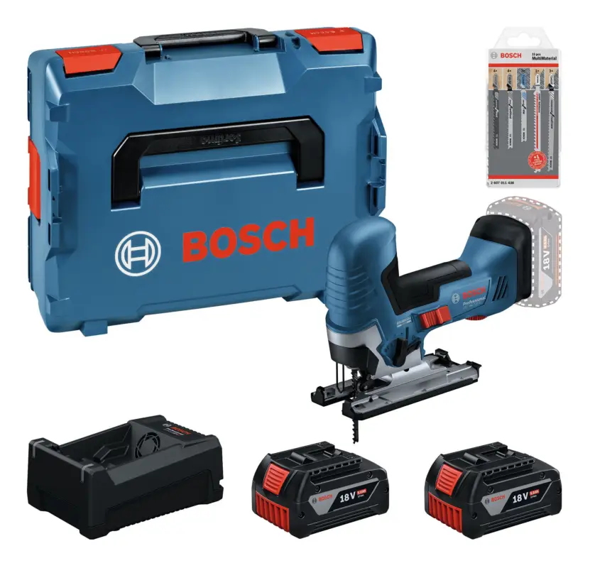 Bosch Professional Akku-Stichsäge GST 18V-125 S mit 2x Akku 5 Ah & Stichsägeblattset - in L-BOXX 136 Neue Ware