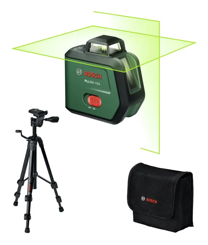 Jetzt Kaufen Bosch Kreuzlinien-Laser PLL360-15G Set mit 1x Akku 3,6V 2 Ah & Stativ TT 120 - in Tasche