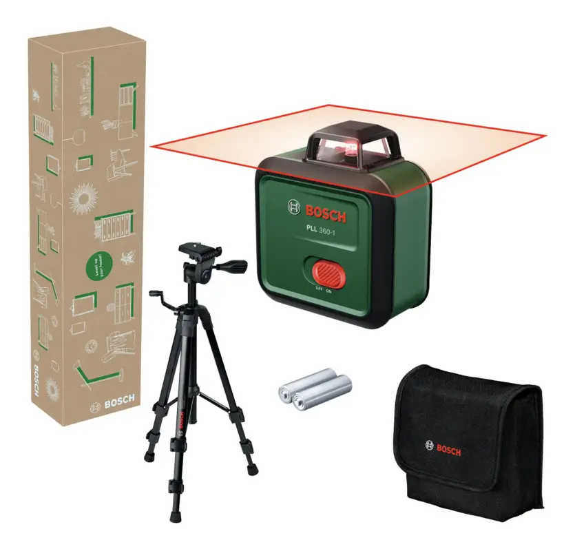 Billig Bosch Linienlaser PLL 360-1 Set mit 2 x 1,5 V Batterie LR6 (AA) & Stativ TT 120 - in Tasche