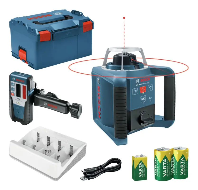 Ausverkauf Bosch Professional Rotationslaser GRL 300 HV mit 3x Varta-Akku & Laser-Empfänger LR 1 - in L-BOXX 238
