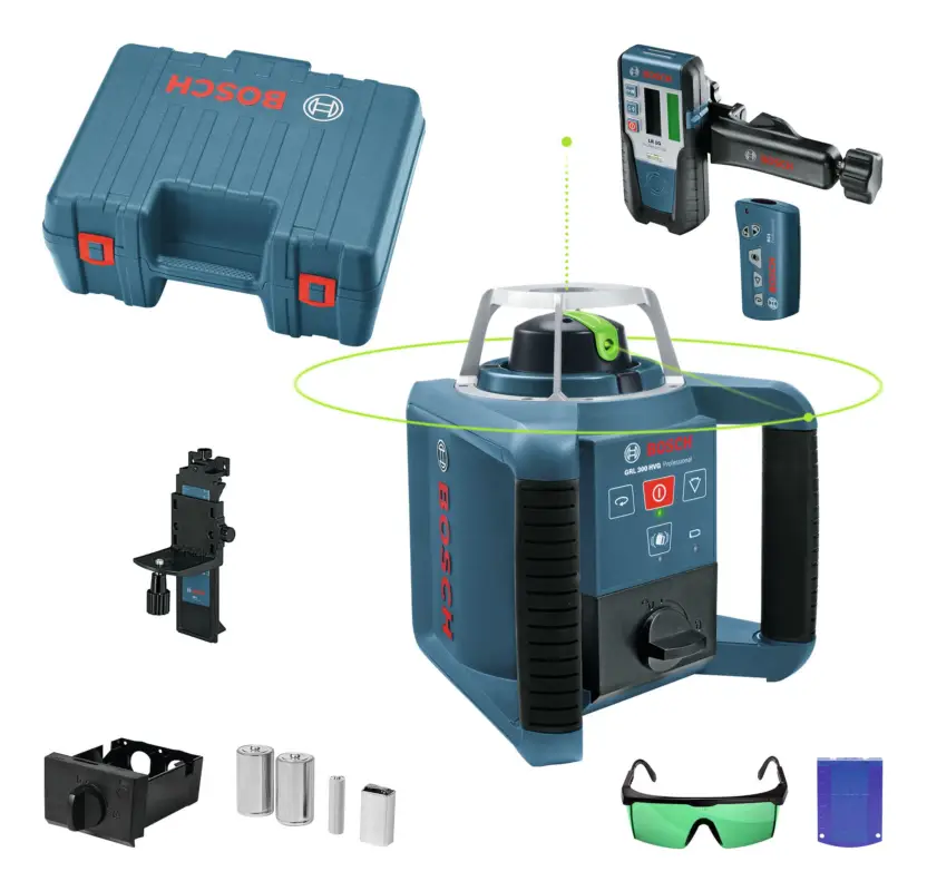 Bosch Professional Rotationslaser GRL 300 HVG mit 4x Batterien, Laser-Empfänger LR 1G & Fernbedienung RC1 - im Handwerkerkoffer Direktkauf