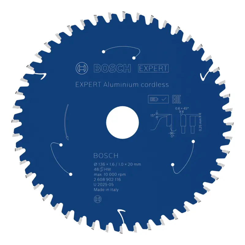Bosch Expert Aluminium cordless Kreissägeblatt, 136 x 20 mm, 48 Zähne Geprüft