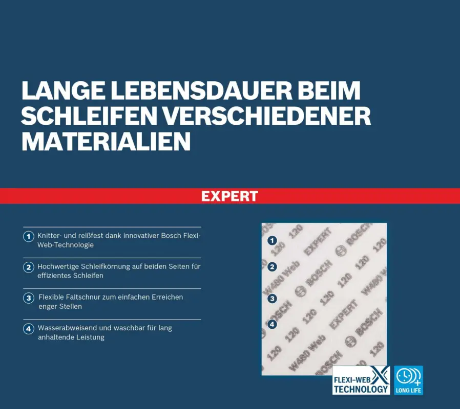 Bosch Expert W480 Web Handschleifblatt, K240 - 10er Pack (Verpackungseinheit 5 Stück) Letzte Chance
