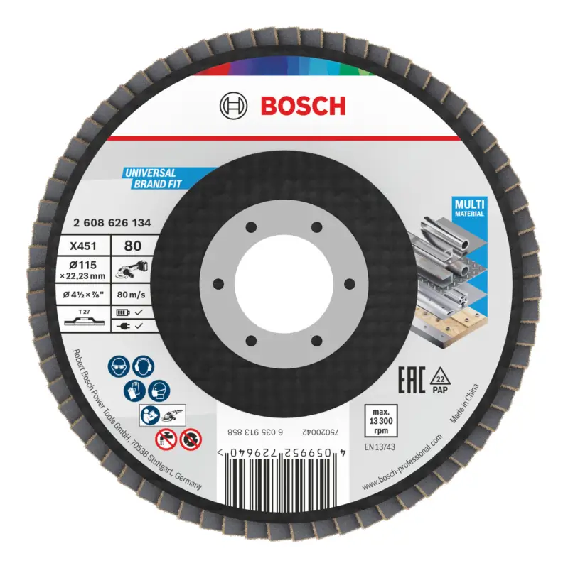 Günstig Bosch Line X451 Fächerschleifscheibe, 115 x 22,23 mm, K80, Z27 - 15er Pack (Verpackungseinheit 15 Stück)