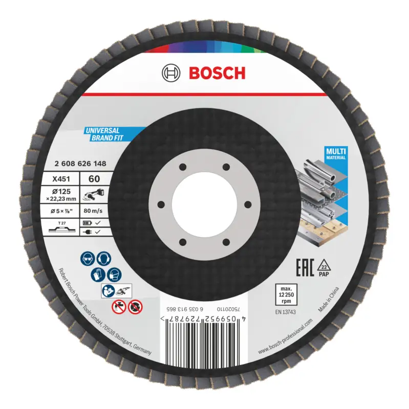 Bosch Line X451 Fächerschleifscheibe, 125 x 22,23 mm, K60, Z27 - 15er Pack (Verpackungseinheit 15 Stück) Top-Angebot