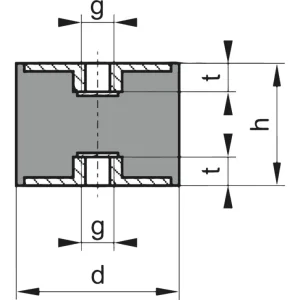 Geprüft Gummi-Metall-Puffer Ausführung C 50 x 45 mm M10