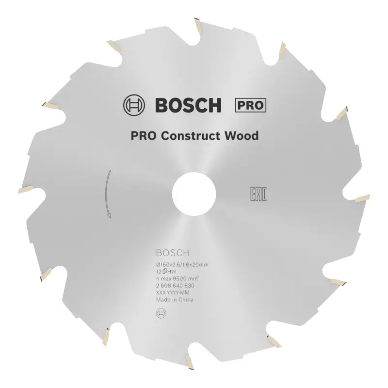 Bosch Pro Construct Wood Kreissägeblatt, 160 x 2,6 x 20 mm, 12 Zähne, für Netz-Handkreissägen Kracherpreis