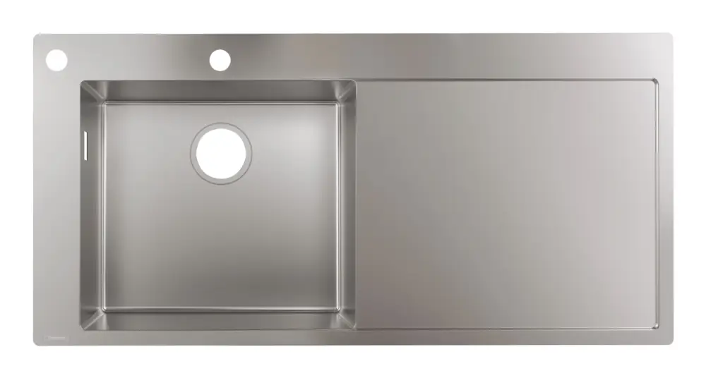 Hansgrohe S71 Einbauspüle S718-F450 mit Abtropffläche rechts - Edelstahl Echt