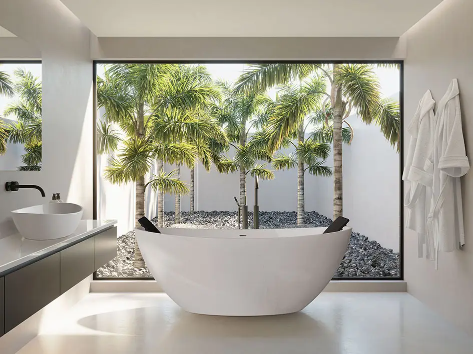 Abverkauf Hoesch Namur Freistehende Badewanne 1600 x 750 mm - Weiß / Chrom
