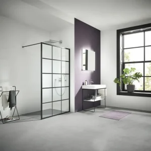 Kermi Walk-In XD Wall Dekor Print Quadrat Klarglas hell mit Beschichtung KERMIclean Schwarz Soft 140 cm x 200 cm Aktuell